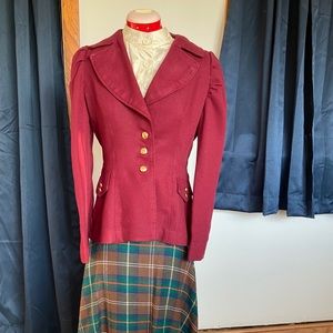 Vintage handmade maroon wool fitted brazier